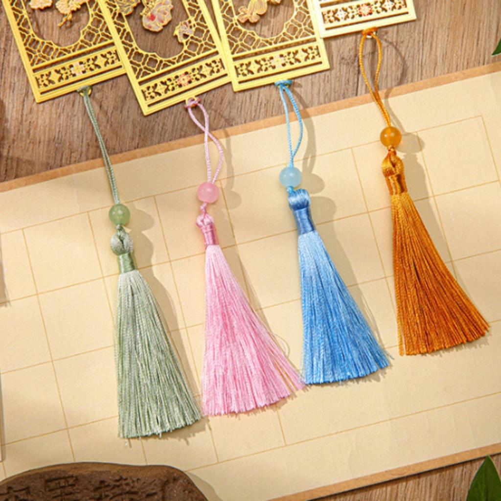 Traditional Chinese Screen Bookmark Intricate Hollow Out Design Bookmark Silk Tassel Bookmark Pastel For Gift Desks Readers