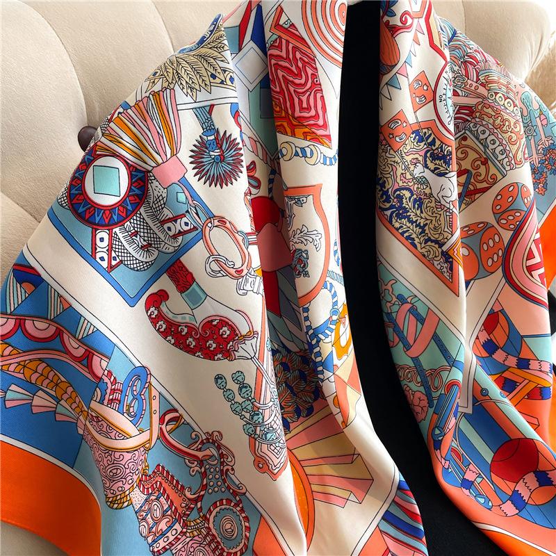 Head Scarf for Women Like Silk Satin Scarf for Hair Wrapping at Night Bandana Square Scarf for Sleeping, Size is 90x90cm