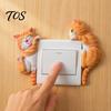 Adhesive Switch Plate Cover 3D Cat Light Sticker, Decorative Resin Wall Cover, Cute Animal Surround Stickers, Peel And Stick decorations for