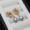 New in Natural Freshwater Pearl Earrings For Women,White Flower Pearl Drop Earrings Mother Wife Birthday Gift White Black