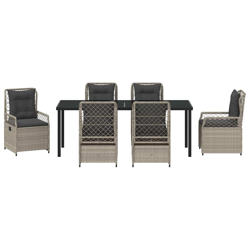 Garden Dining Set 7 pcs Light Grey Poly Rattan