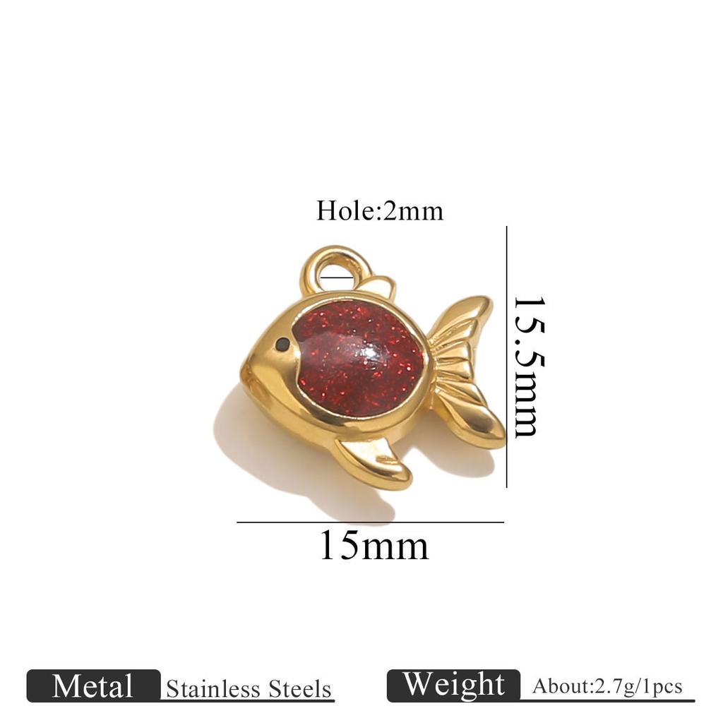 Yori 5pcs Gold Dripping Fish DIY Pendant Stainless Steel Waterproof Jewelry Cute Cartoon Pendant DIY Fun Accessories 2025 NEW