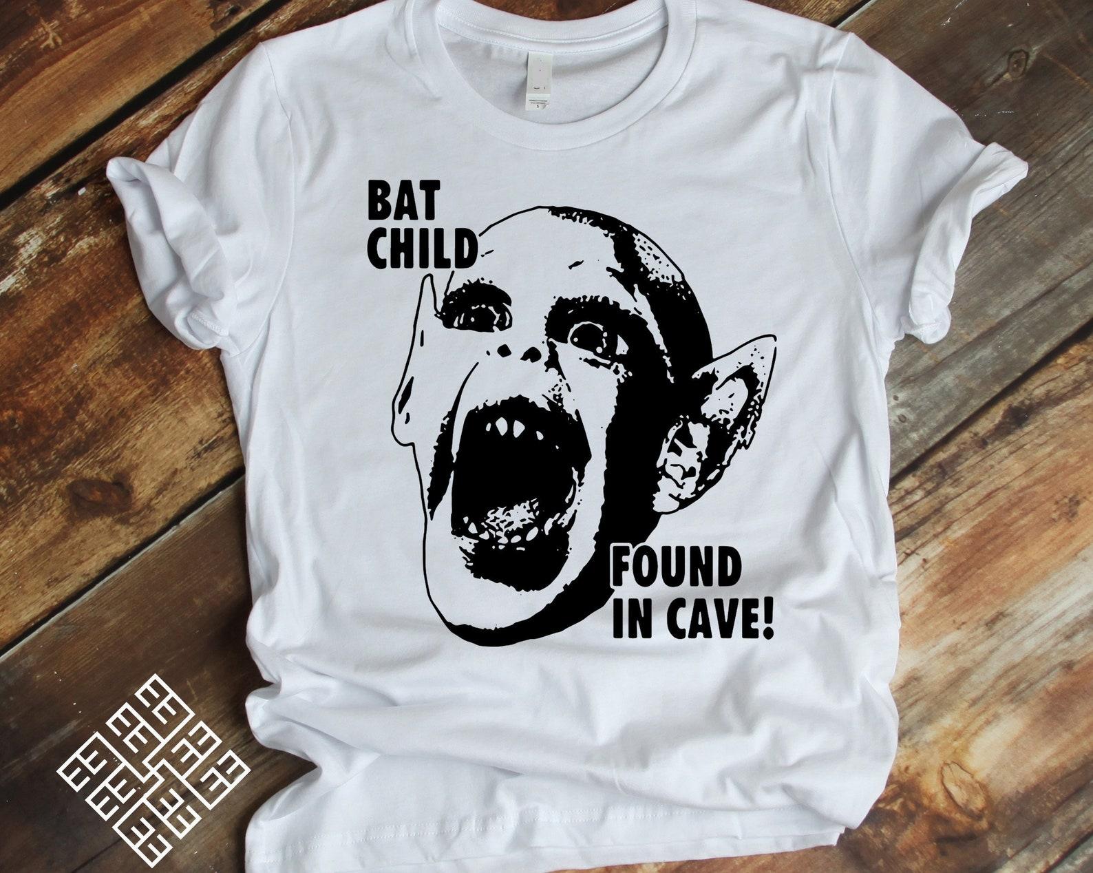 Bat Child Found In Cave T shirt, Monster Shirt, Human Bat Hybrid Mutant Tee Shirt, Bat Child Graphic Tee, Bat Child T shirt Gift XL
