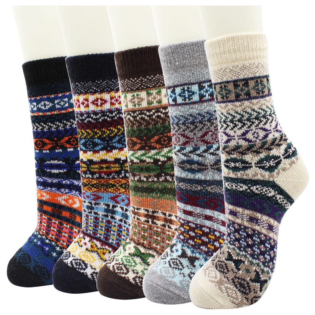 5 Pairs New Autumn and Winter Thicken Warm Men Wool Socks Pure Color Ethnic Imitation Mink Cashmere Casual Men Socks