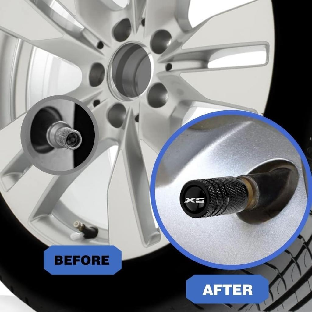 Car Tire Valve Stem Covers Tire Valve Caps Compatible with X5 Metal Material Car Exterior Accessories