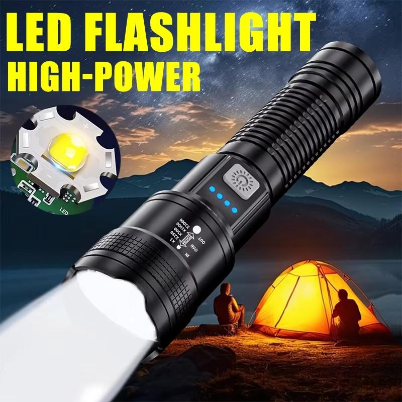Super Bright LED Flashlight with Built-in 1200mAh Battery Charging Outdoor Camping Lighting Torch Night Fishing Hunting Lantern