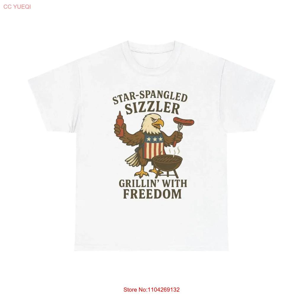Grilling With Freedom American Flag T Shirt Usa Bald Eagle Heavy Cotton Vintage Soft Stylish Fashion Streetwear