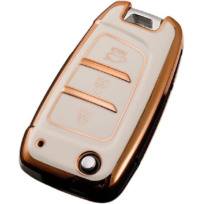 Fob Cover fit for Hyundai Venue Kona SE Santa Fe SE Tucson Key Cover Case Key Holder TPU Key Protector 3 Buttons B White