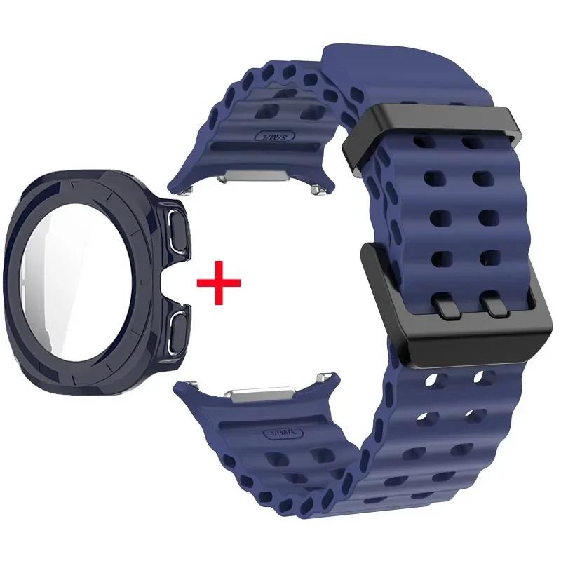 Schutzhülle aus gehärtetem Glas + Armband für Samsung Galaxy Watch Ultra 47mm Silikonarmband für Galaxy Watch Ultra 47mm Armband Schutzhülle