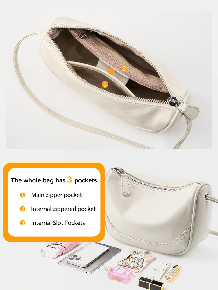 Zency Small Genuine Leather Bag Simple Women's Crossbody Satchel