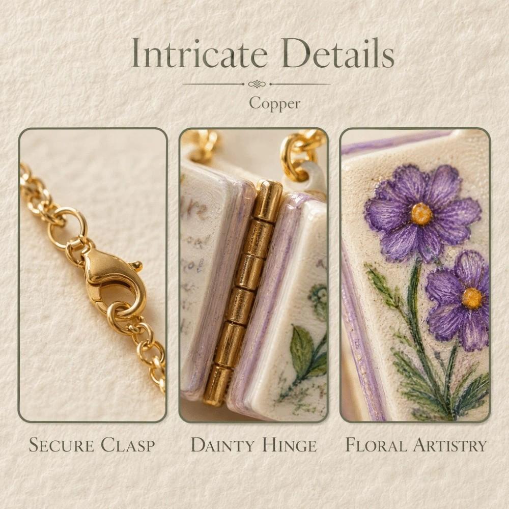 Vintage Style Book Pendant Necklace Antique Porcelain Pendant Necklace Jewelry Accessory