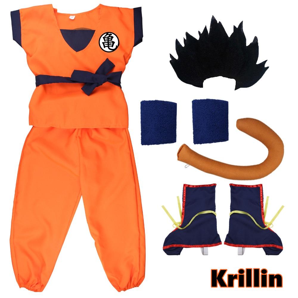 

Дорослі Діти Son Goku Gui Карнавал Косплей Аніме Костюми Хелловінські вечірки та Свята Включаючи Хвіст Зап ястя Перука Синій Золотий Дизайн Fit 140-150cm tall&Goku-Gui