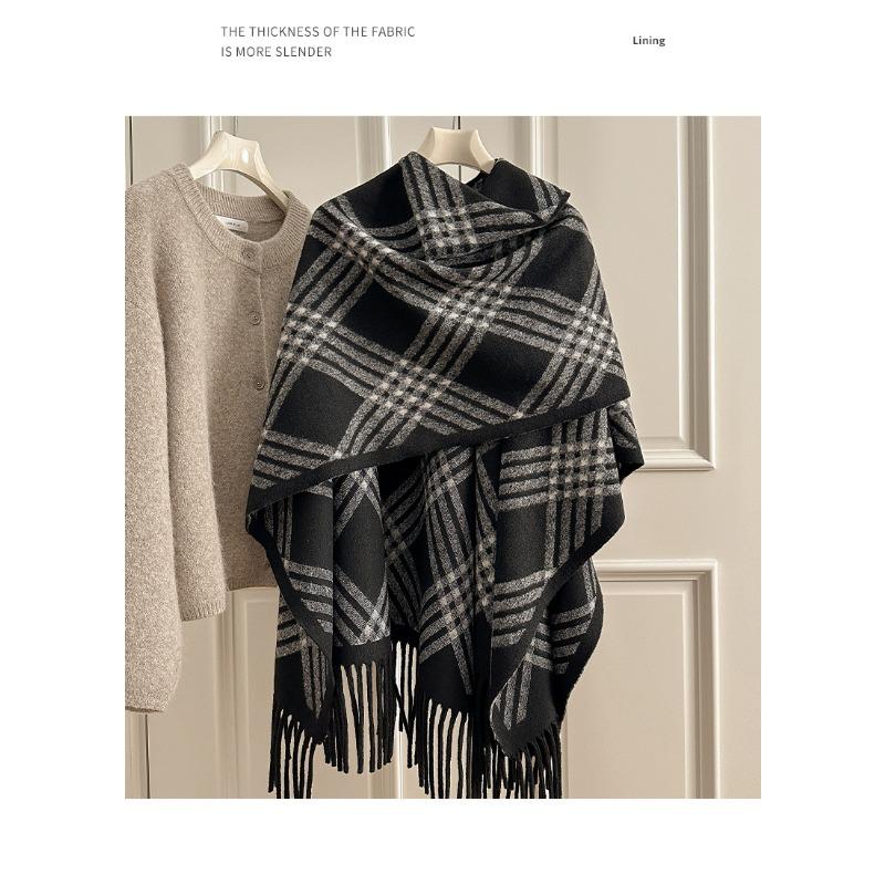Vintage British Style Fringe Scarf For Women Winter Warm Shawl