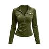 Women's Casual Velvet V Neck Long Sleeve Top
