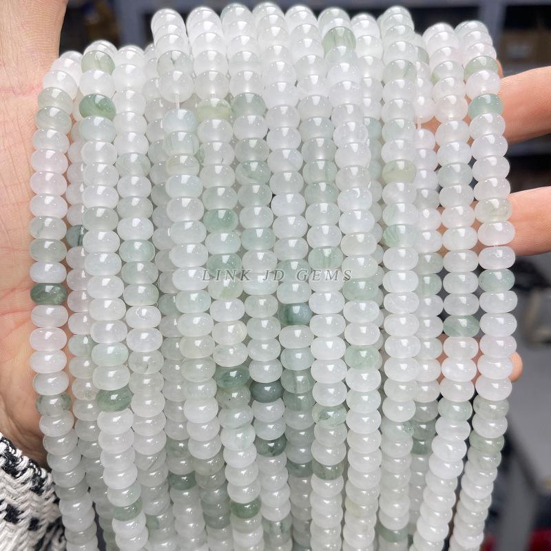 8/10mm Natural Tianshan Jade Old Shape Beads - Ice Jade Stone Apple Beads for DIY Jewelry