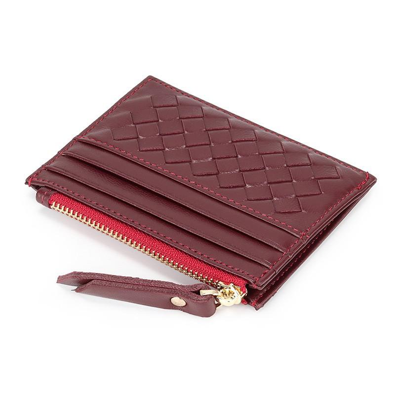 

Hand-woven Sheepskin Change Purse Leather Card Bag Fashionable Mini Coin 11x7x1cm