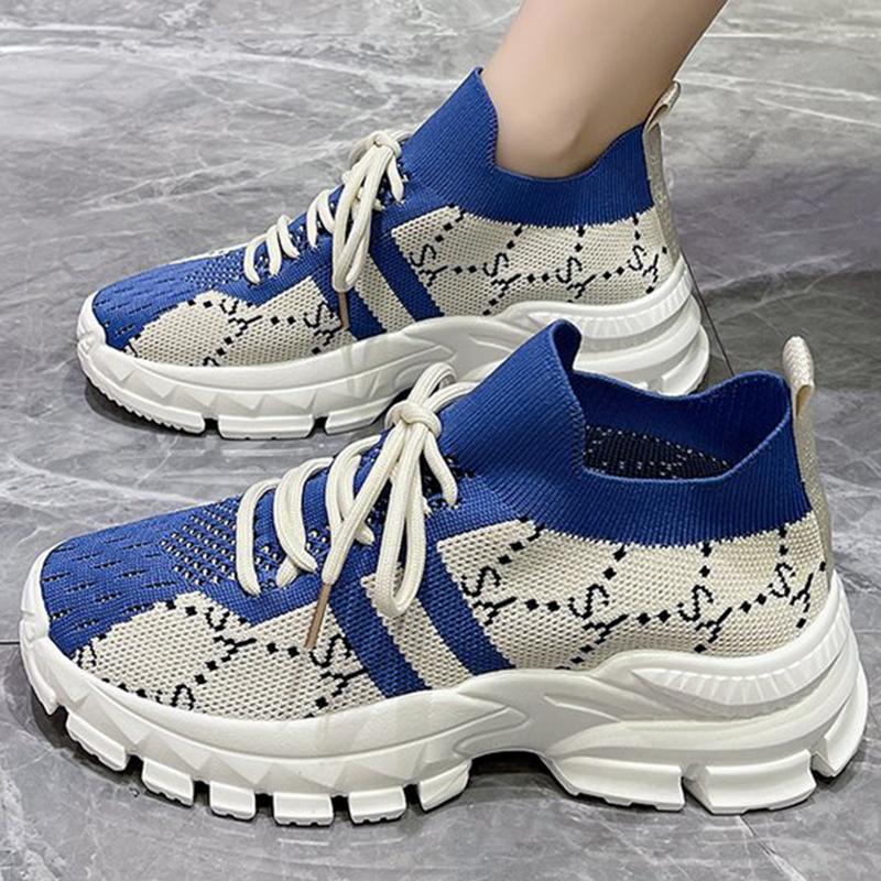 

Fashion Fashion Striped Letter Print Sneakers for Woman Breathable Mesh Running Sports Shoes Women Comfortable Lightweight Shoes Ladies 35 синий