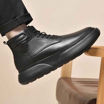 Fashion Men's Boots Genuine Leather Men Ankle Boots All-match Men Winter Plush Snow Boots High Quality Outdoor Mens Sneakers Men's Shoes