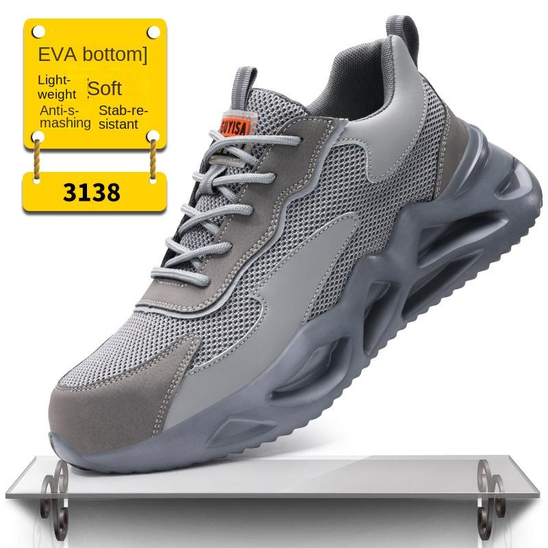 Pracovní obuv pro muže, odolná proti rozbití a propíchnutí, letní prodyšná pánská obuv s ocelovou hlavou, bezpečnostní obuv