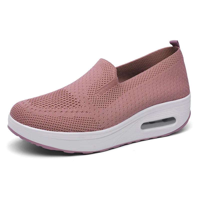 Women Flat Sneakers Comfy Light Thick Sole Breathable Mesh Female Shoes Slip-On Durable Spring Stylish Trend Leisure Flats 2025