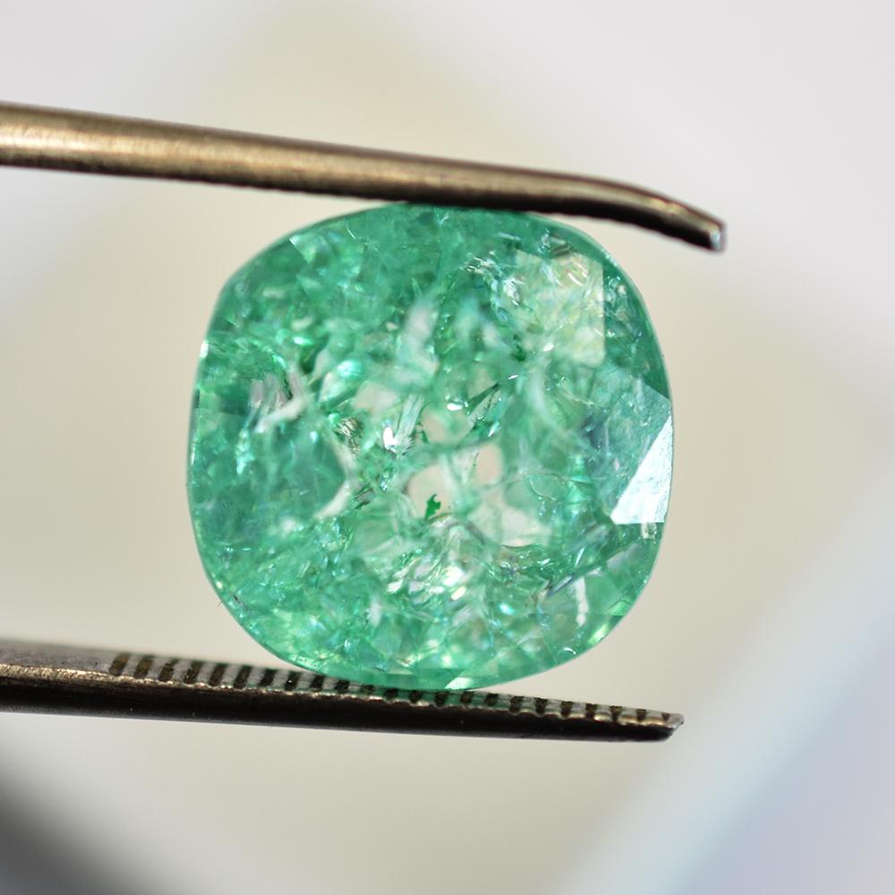 Natural Green Emerald Loose Gemstone Zambian 9 Ct Square Cushion Shape for Jewelry Making and Crafts