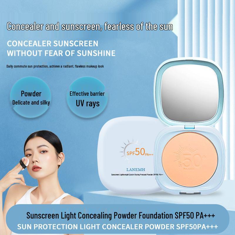 Sunscreen SPF50 PA+++ Light Concealing Setting Powder Compact - Touch-up Oil Control Foundation Powder