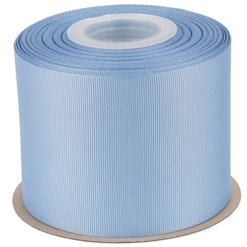 

[Tekdeere]Width 75mm Solid French Blue Grosgrain Ribbon, Perfect for Gift Wrapping, Sewing, Hair Accessories, Wedding Decorations - 22 meters/roll