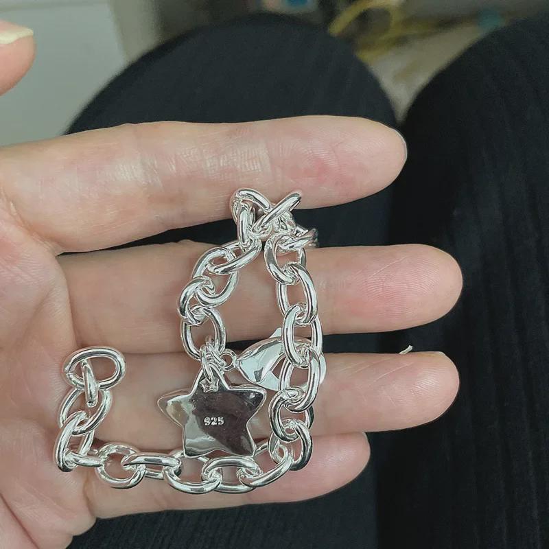 Bracelet Fermoir Crevette Étoile Porte-Bonheur Plaqué Argent 925