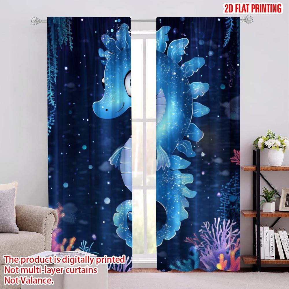 

2pcs,2D plane printing Print Curtains Starlit Seahorse Versatile Polyester (without rod) Art Deco Festive Use for Bedroom, 52.50 × 116.00 cm 2 pcs