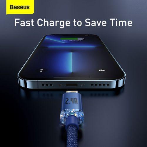 Cable Baseus  Baseus Crystal Shine Series Cable USB Cable for Fast Charging and Data Transfer USB Type A - Lightning 2.4A 1.2m Blue (CAJY000003)