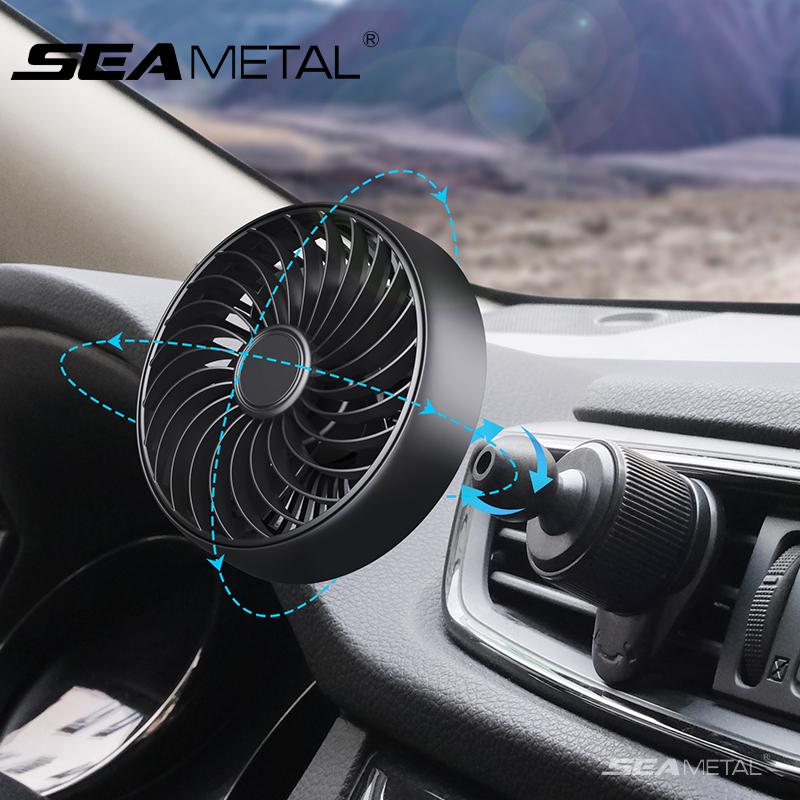 SEAMETAL Car Fan Air Outlet Fan 360 Rotating 3-speed Adjustable Cooling Wind Car Air Vent Conditioning Cold Fan