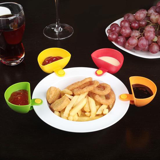 Yousheng Dipping Sauce Dish with Clip Multipurpose Condiment Bowl for Ketchup Vinegar Plastic Party Seasoning Container Household Kitchen Utensils
