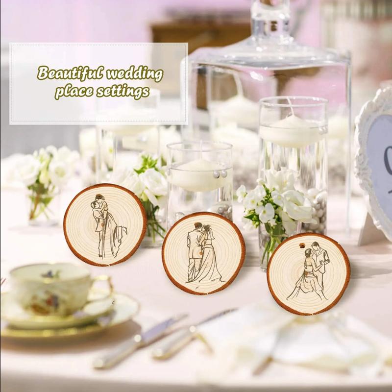 3-16CM Thick Natural Pine Round Unfinished Wood Slices Circles With Tree Bark Log Discs DIY Crafts Wedding Party Painting 1-10pc