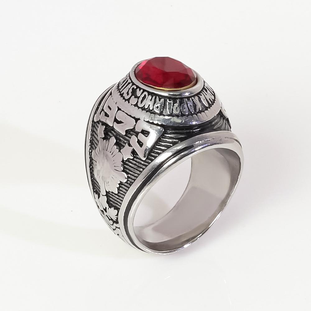 Filipíny Zlato Rubín Pánský Armádní Prsten z Nerezové Titanové Oceli