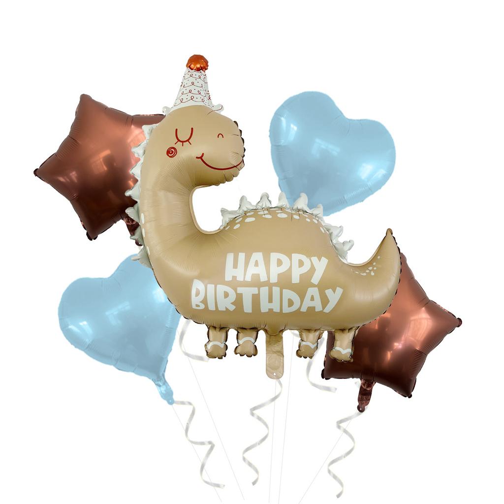 Matte Cartoon Dinosaurier Aluminiumfolienballon Paket Geburtstagsfeier Foto Hintergrund Arrangement Dinosaurier Ballon Paket