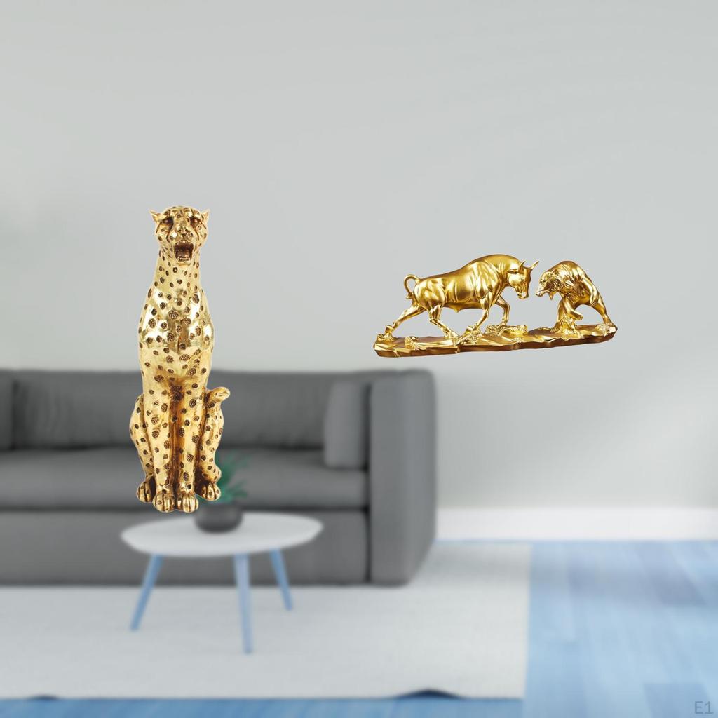 Bull Sculpture Figurine Tabletop Centerpiece Office Home Decor Feng Shui Cow Cattle Bear Statue