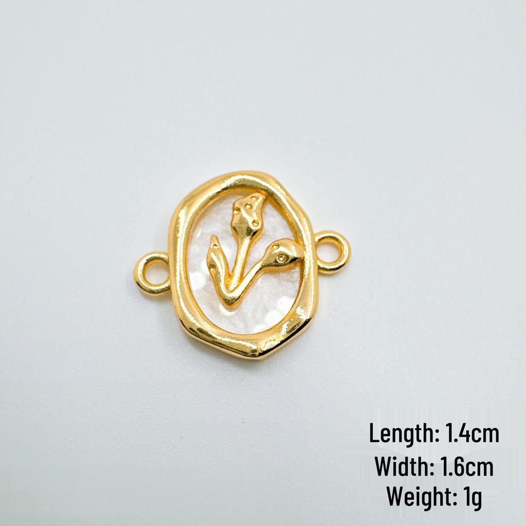 European Retro Copper-Plated Real Gold Pendant Jewelry with Mother of Pearl Double Pendant for Women