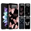 Luxury Phone Case For Samsung Galaxy Z Flip 3 4 5 6 Hard Folding PC For Samsung Z Flip3 Flip4 Flip5 Cover Butterfly Love Black