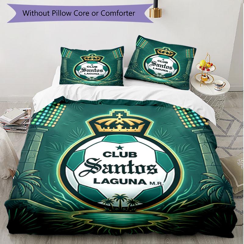 3pcs Duvet Cover Set (1*Duvet Cover + 2*Pillowcase, Without Core), Club Santos Laguna Print Soft All‑Season Bedding Set, Home Bedroom Decor Gift