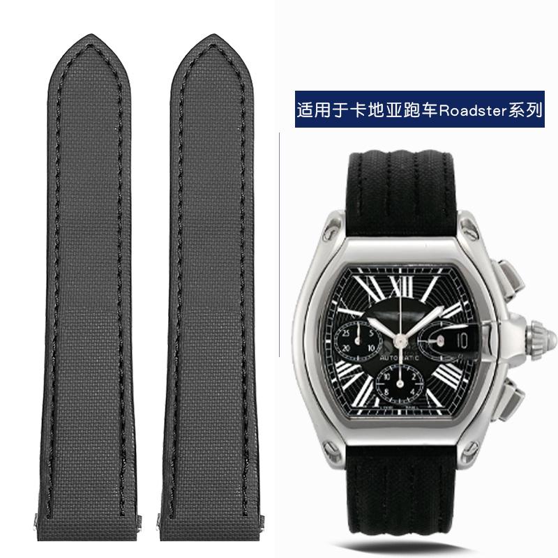 19mm 20mm Do Cartier Roadster W6206018 W6206017 Nylonowy Pasek do Zegarka Męski Płótno Szybkie Metalowy Adapter Skórzany Pasek do Zegarka Akcesoria