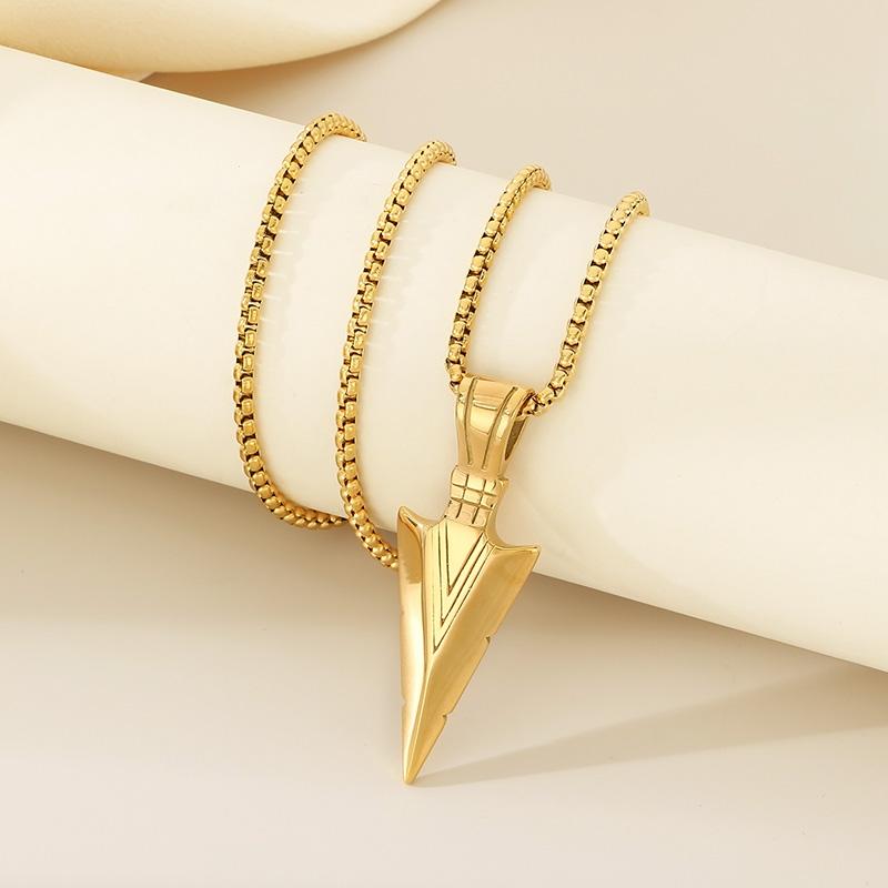 Personalized Stainless Steel Spearhead Pendant Necklace for Men Women Hip Hop Gold Color Long Accessories Rock Trend Jewelry