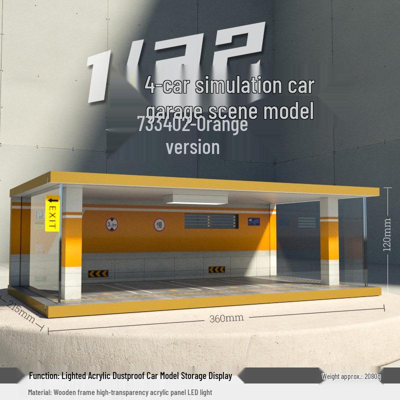 Wooden Car Model Garage with Lights - Cross-Border Simulation Dust Cover 1:32 Scene Ornaments.