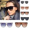 Vintage Oversized Women Sunglasses With Flat Top Large Shield And Uv400 Defense