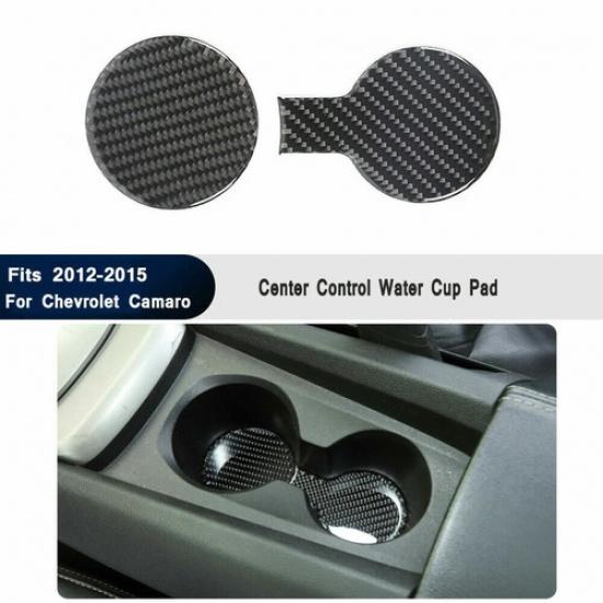 Soft Carbon Fiber Console Cup Holder Trim Mat Sticker For Chevy Camaro 2012-2015