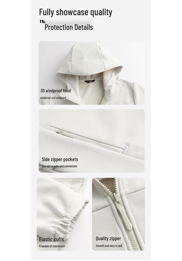 2026 Autumn/Winter Unisex Softshell Jacket: Outdoor Windproof, Water-Repellent, Warm Hooded Cardigan