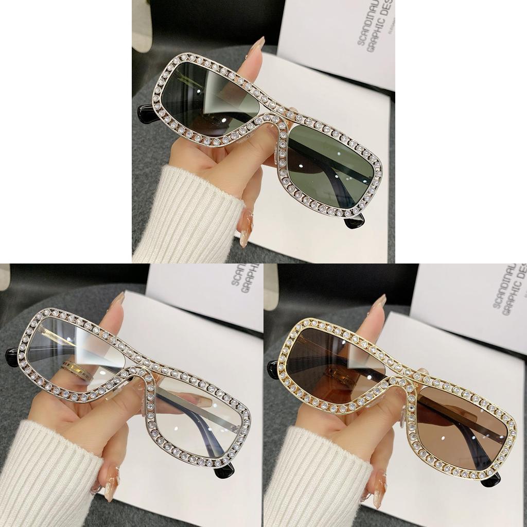 Metal Frame Sunglasses With Sparkling Rhinestone For Summer Party And Fashion