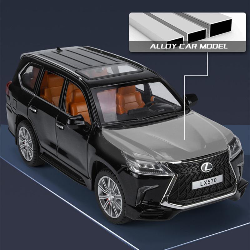 1/24 Lexus LX570 SUV Alloy Car Model Diecasts Metal Off-road Vehicles Car Model Sound Light Simulation Childrens Toy Gift