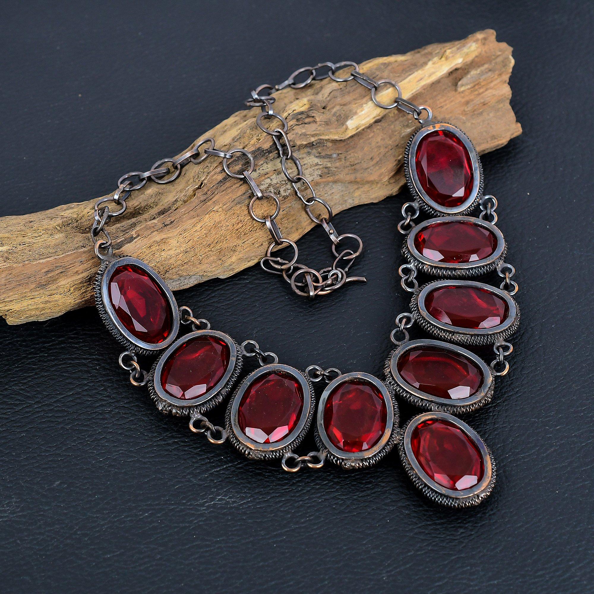 

Garnet Necklace Gemstone Jewelry, 999 Copper Wire Wrapped Necklace, Adjustable Handmade Beautiful Jewelry Chain Necklace