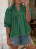 Women's Puff Sleeve V Neck Babydoll Blouse Peplum Pleated Loose Dressy Casual Top