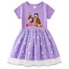 Korean Style Girls' Dress: Short Sleeve Summer & Long Sleeve Spring/Autumn Edition with Stars, Rainbow Sequins, and Mesh Pleated Princess Design.